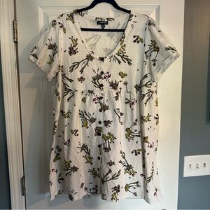 Modcloth White Floral Short Sleeve Tee